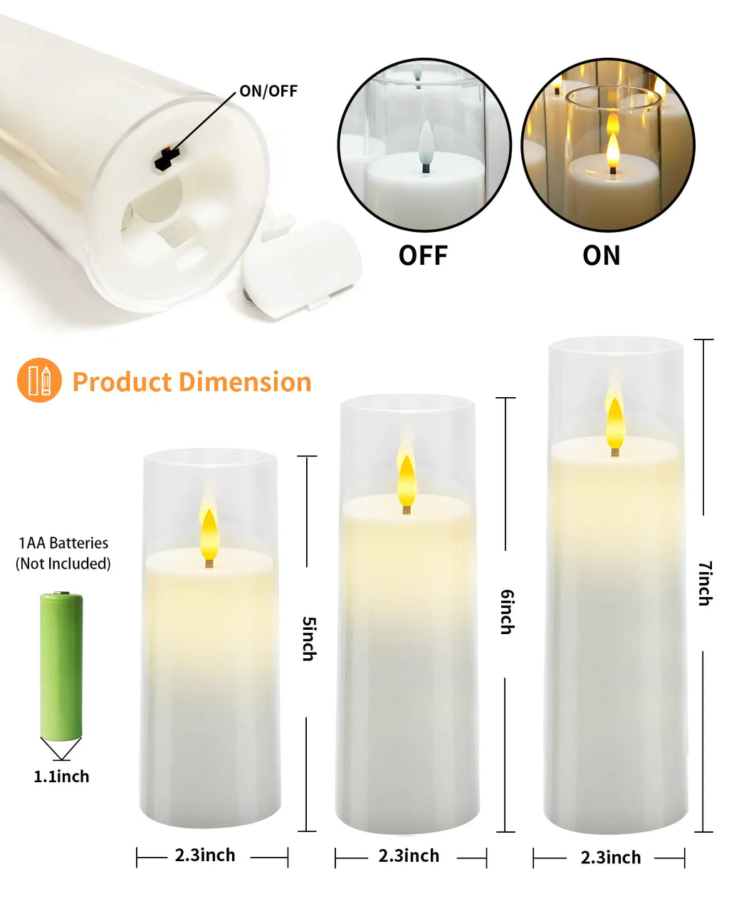 Flameless Acrylic Candle 9-Piece Set