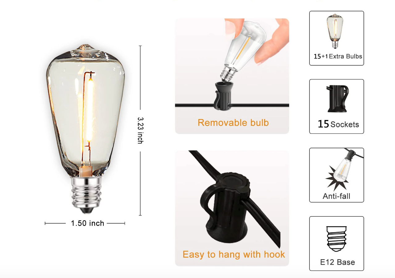 Shatterproof Outdoor String Lights